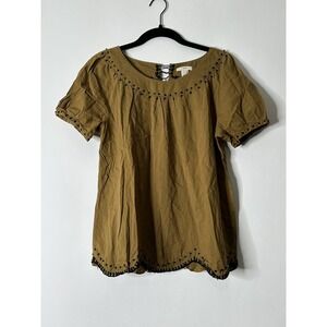J. Crew Women Size 0 100% Cotton Brown Blouse Style 35699